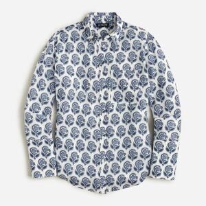 J. Crew Garcon Cotton Voile Button Up Shirt Boquet Block Print Blue/White Size 4